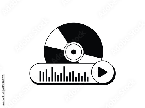 Digital audio waveform and compact disc symbolize music playback