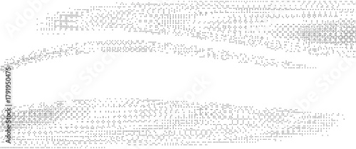 Grunge halftone gradient background. Faded grit noise texture. White and black sand wallpaper. Retro pixelated backdrop. Anime or manga style comic overlay. Vector graphic design textured template