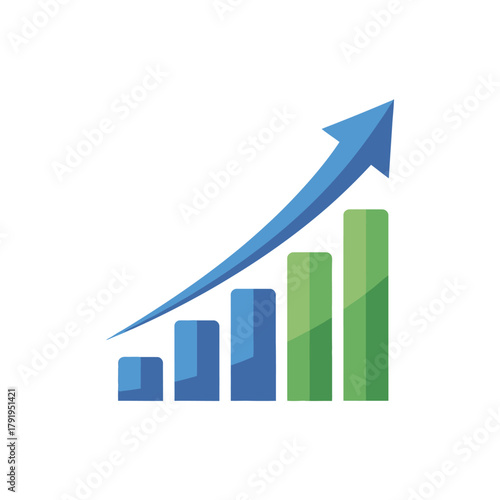 Business growth chart with upward arrow