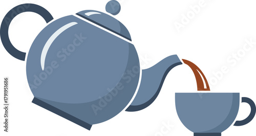 Teapot Pouring Tea Into Cup A Simple and Elegant Illustration for Beverage Lovers