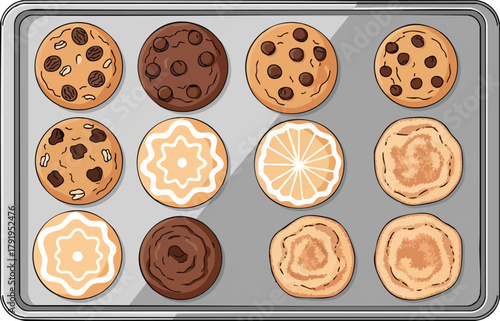 Delicious homemade cookies on a baking sheet ready to be served