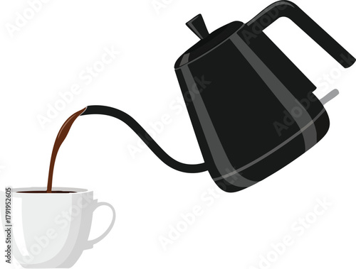 Pouring Hot Coffee A Minimalist Illustration of Brewing Fresh Coffee