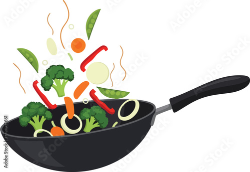 Stir-Fry Delight Colorful Vegetables Tossed in a Wok