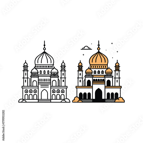 Beautiful Vector Mosque Illustration with Islamic Architecture