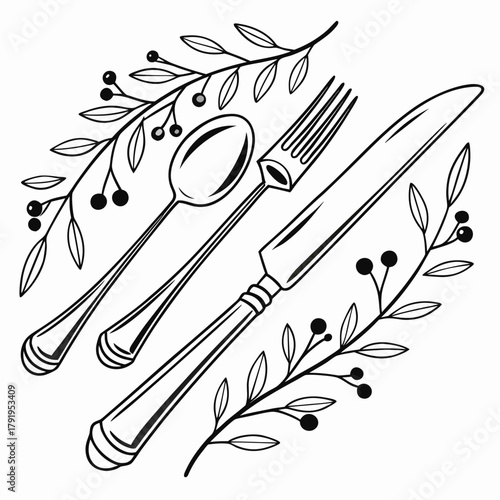 Elegant silverware set with floral accents
