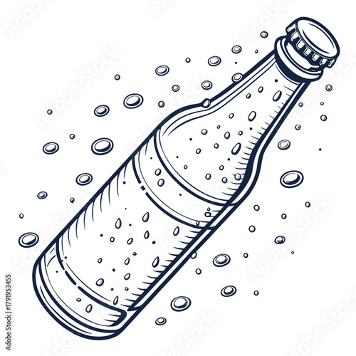 Illustration of a beer bottle with condensation