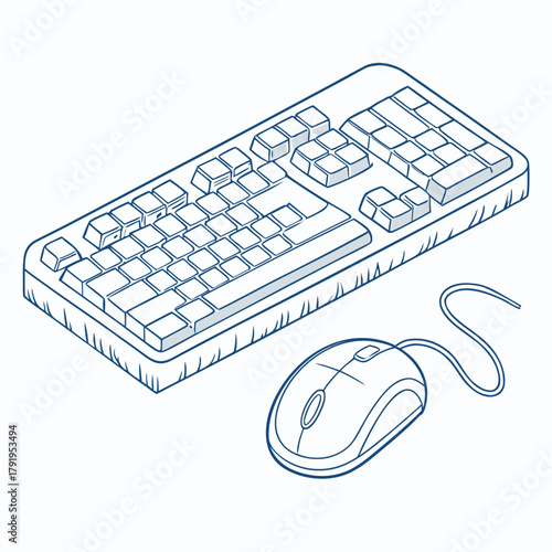 Illustration of a computer keyboard and mouse