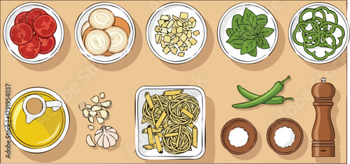 Colorful Ingredients A Fresh Pasta Recipe Prep