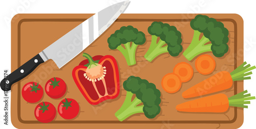 Fresh Vegetables on Cutting Board A Colorful and Healthy Culinary Still Life