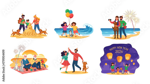 Happy Celebration Compilation: Capturing the essence of various festivities, diverse families are depicted reveling in joyful moments filled with the spirit of celebration and togetherness. 