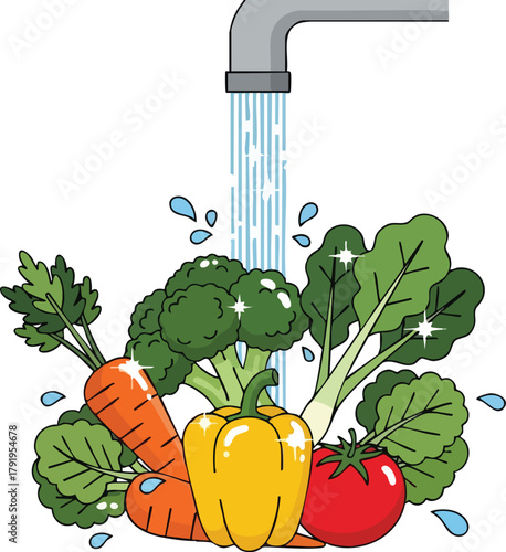 Fresh Vegetables Being Washed Under Running Water for a Healthy Lifestyle and Cooking