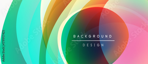 Abstract colorful waves create dynamic background. Smooth gradients blend, forming flowing shapes. Text reads background design.