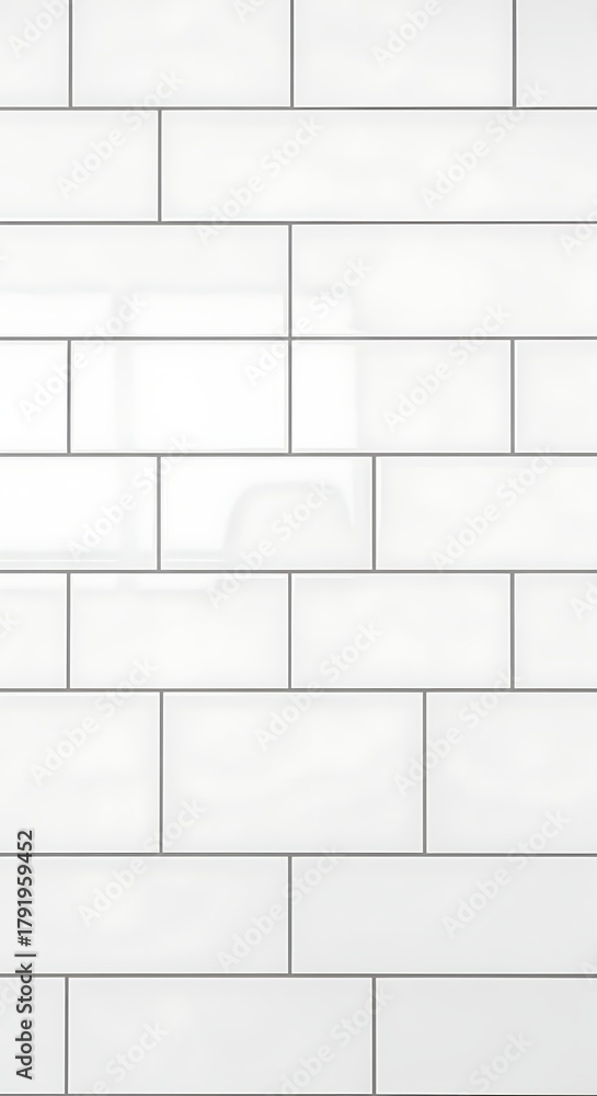 Fototapeta premium White Rectangular Tiles Pattern for Wall or Floor
