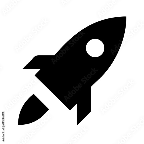 Black and white rocket is ready for takeoff