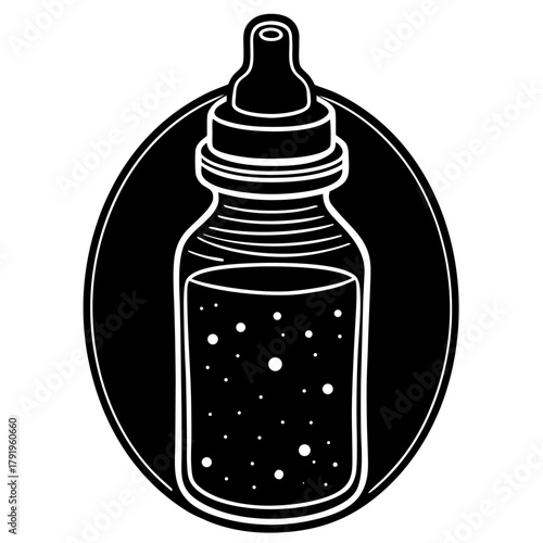 Baby bottle with liquid, a symbol of infant care