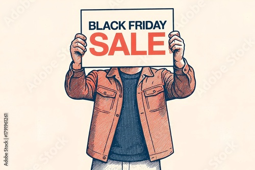 Wallpaper Mural Man holding a Black Friday Sale sign, concealing his face to highlight the advertising message. Torontodigital.ca