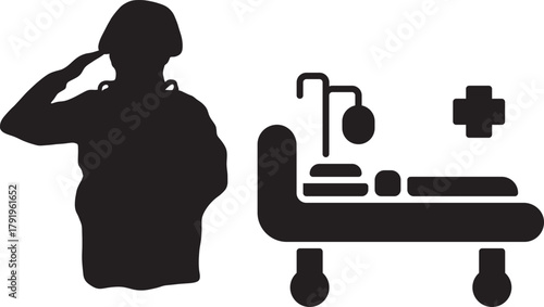 Army Soldier Giving Medical Help Vector Design