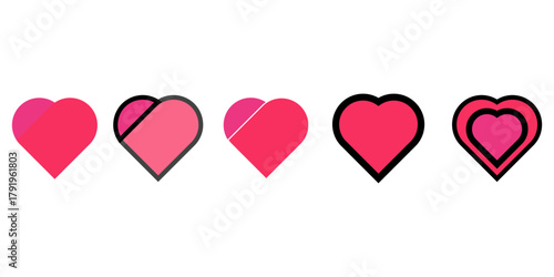 Pink Heart Icon Set Love Like Favorite and Rating Progress Animation Elements