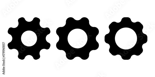 Minimalist Black Gear Icons Set for Settings Process and Engineering Concepts