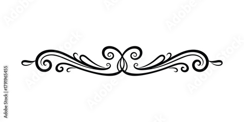 Calligraphic elegant line divider with swirls and scrolls. decorative design element. ornamental border separator.