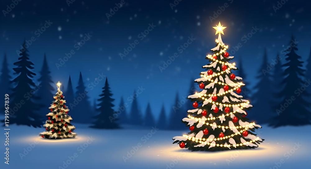 Obraz premium Festive Winter Christmas Tree AI Landscape
