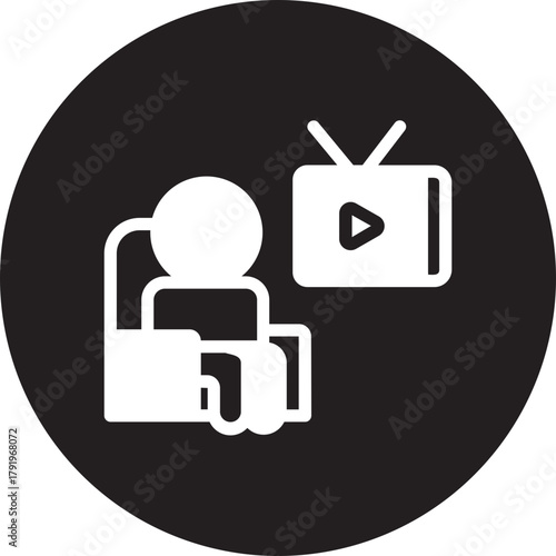 tv watching glyph icon
