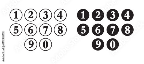 Bullet points number set. Colorful list markers from 1 to 9. Vector design elements set for modern infographic element.