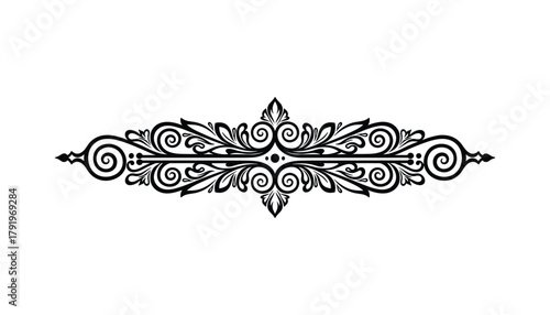 Decorative victorian flourish divider element. ornate scrollwork separator for documents