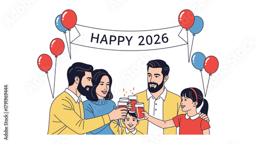 Celebrating New Beginnings in 2026: A warm gathering of family members raises a toast in anticipation of the year 2026, marking a shared moment of togetherness and future aspirations.
