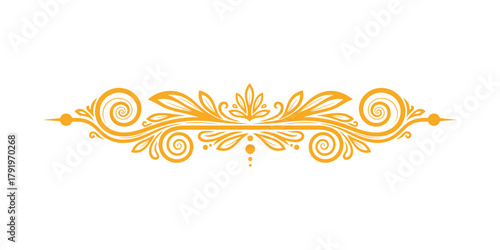 Elegant floral separator ornament. Golden swirl divider. Decorative header text element
