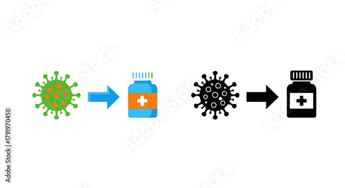 Visual representation of virus to medicine a process of transformation and cure