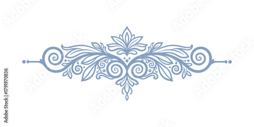 Elegant ornamental divider scroll with delicate leaves and swirls, decorative flourish border artwork