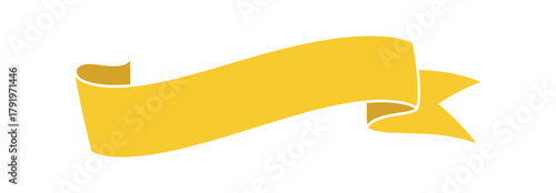 Empty yellow waving ribbon banner. Flat isolated graphic element for promotional messages and text