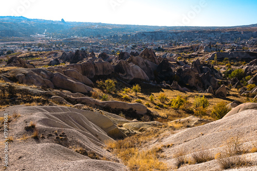 Volcanic Rock Formations and Cave Houses in Cappadocia, Turkey