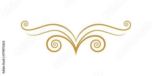 Golden swirl flourish divider decoration. Elegant decorative design element for page and document.