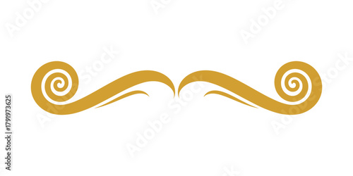 Golden swirl divider, elegant ornate scroll design element for decorative page or border