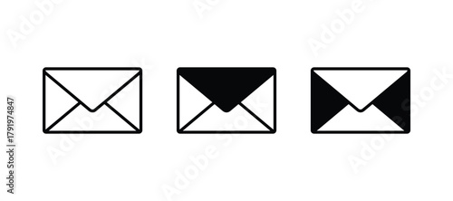 Mail envelope icons. email symbol. different styles of message envelope for communication.