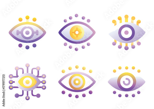 Digital eyes with artificial intelligence circuit board and dot connections concept