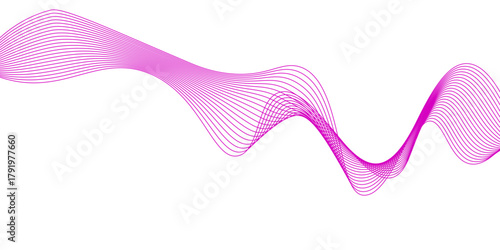 Abstract pink wave lines on white background for valentine and girl, Elegant minimal design for technology, modern banner, Wave modern stream transparent background,