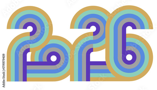 2026年　午年のオシャレな年号のイラスト　ロゴ　午年・正月素材のタグ　7