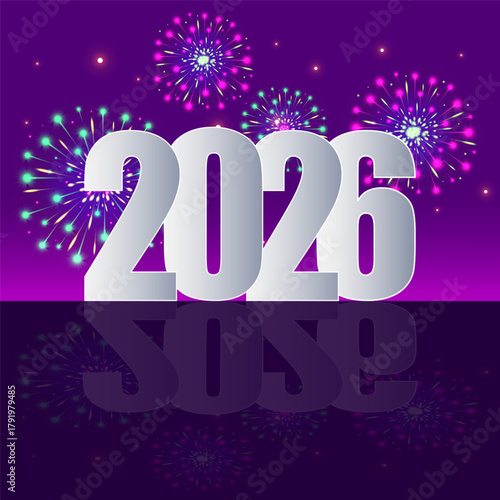 Vector illustration of Happy New Year 2026 social media template
