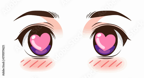 Love is in the Eyes Adorable Anime Eyes with Hearts, Expressing Affection and Romance in Style