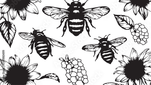 A vector collection of black insect silhouettes, including ant, spider, fly, bee, mosquito, butterfly, beetle, dragonfly, and wasp, for nature and pest illustrations