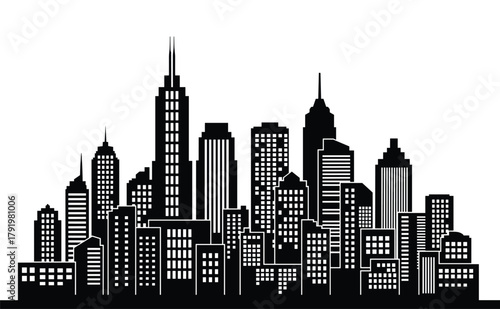 Urban landscape with skyscrapers. panoramic cityscape with building towers. downtown district background