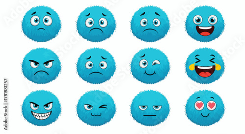 Expressive Cartoon Emoji Set Diverse Emotions for Digital Communication and Design