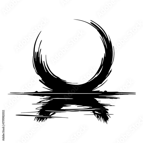 Crescent circle silhouette