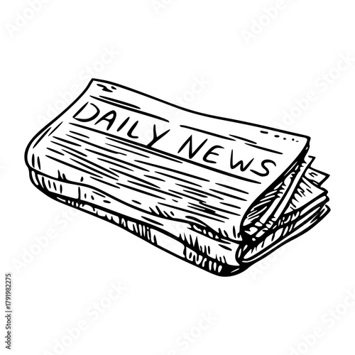 hand drawn daily newspaper stack vector
