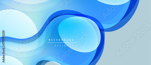 Abstract blue waves, smooth gradients, modern design. Light background creates dynamic visual effect, suitable for presentations.