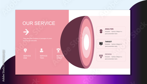 Modern Business Service Overview Presentation Slide with Layered Sphere Graphic