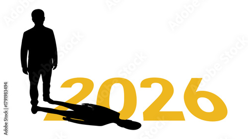 Shadow of the Future: An individual stands tall, casting a long shadow over the year 2026, symbolizing anticipation, foresight, and a vision for what's to come.